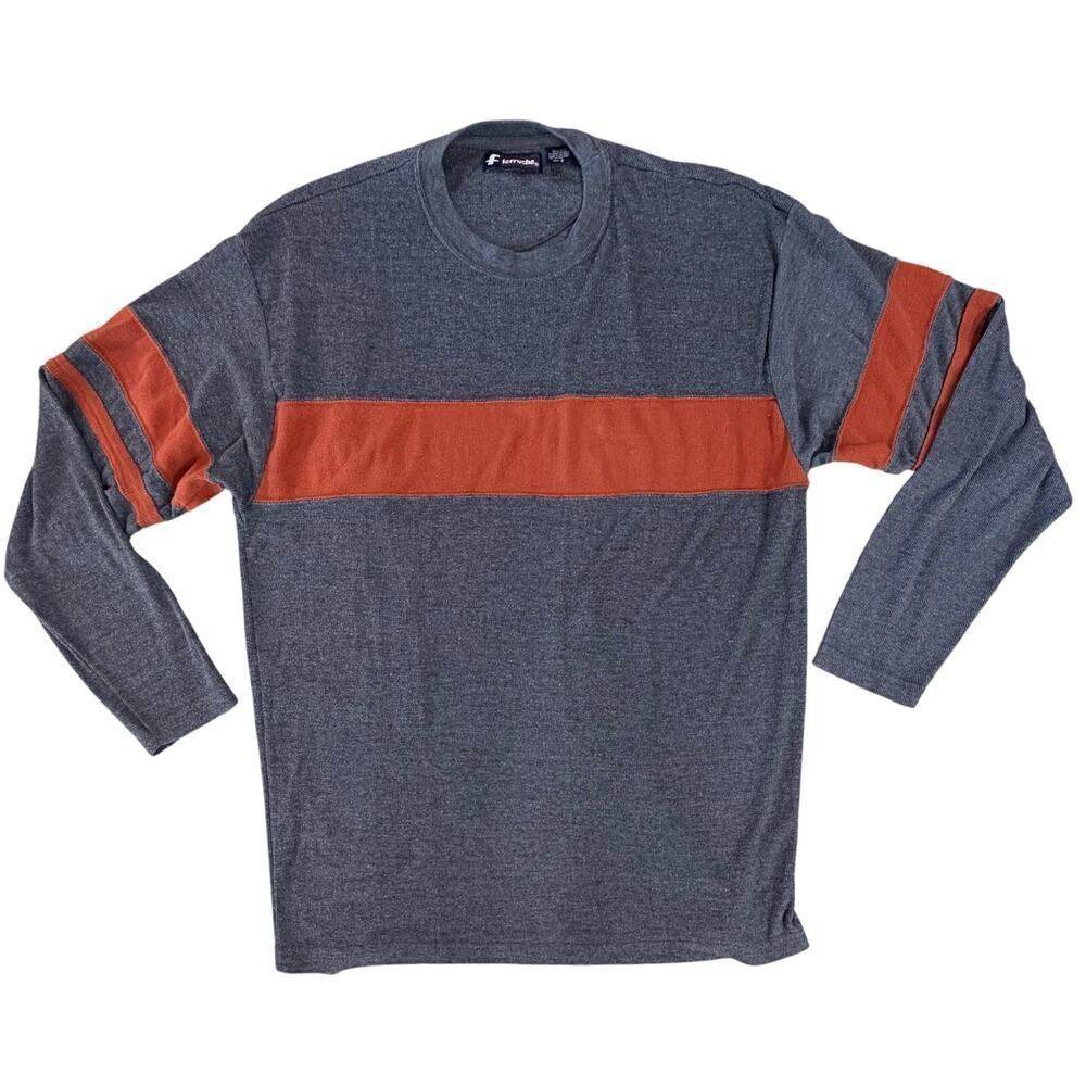 Ferruche Vintage 90s Y2K Men’s SZ Large Cotton Striped Knit Crewneck Pullover